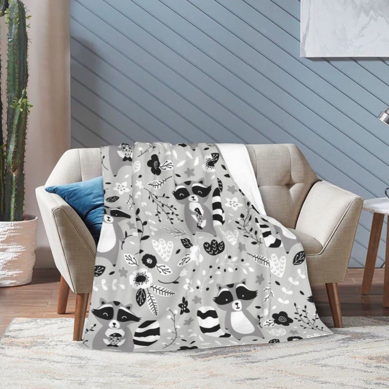 Funacola Cute Raccoon Throw Blanket Super Soft Warm Bed Blankets for Couch Bedroom Sofa Office Car  All Season Cozy Flannel Plush Blanket for Girls Boys Adults  80""X60"" - Image 2