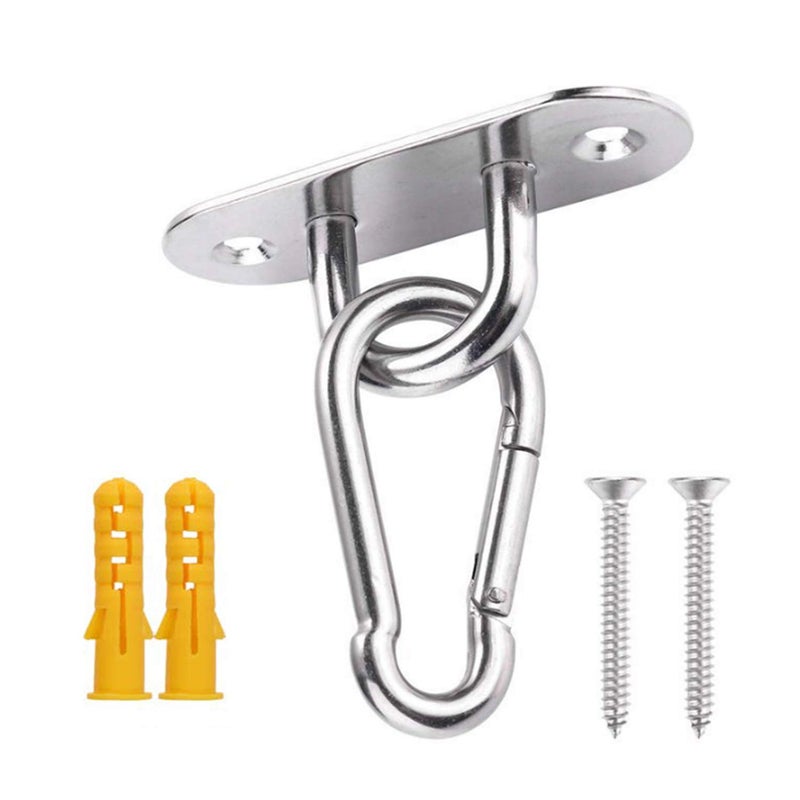 Goiio Goiio 18 inch Stainless Steel Ceiling Hook Ring Hooks Pad Eye Plate and Snap Hook Marine Hardware Staple Hook Loop with Screws Set of 16  - Image 4