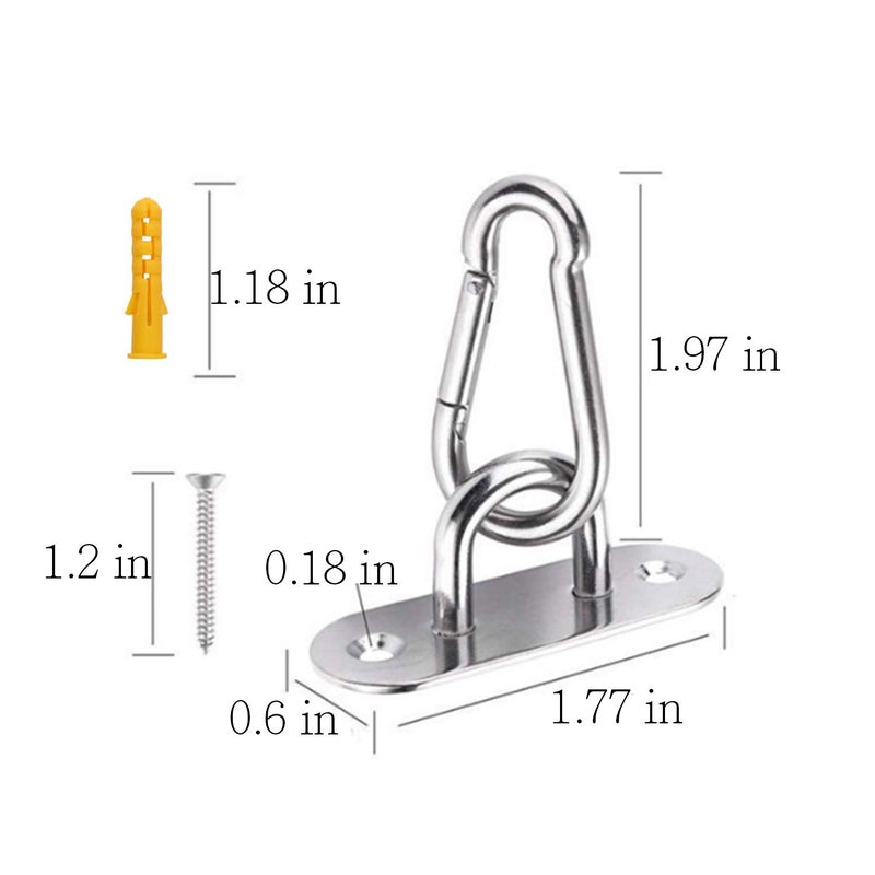 Goiio Goiio 18 inch Stainless Steel Ceiling Hook Ring Hooks Pad Eye Plate and Snap Hook Marine Hardware Staple Hook Loop with Screws Set of 16  - Image 3