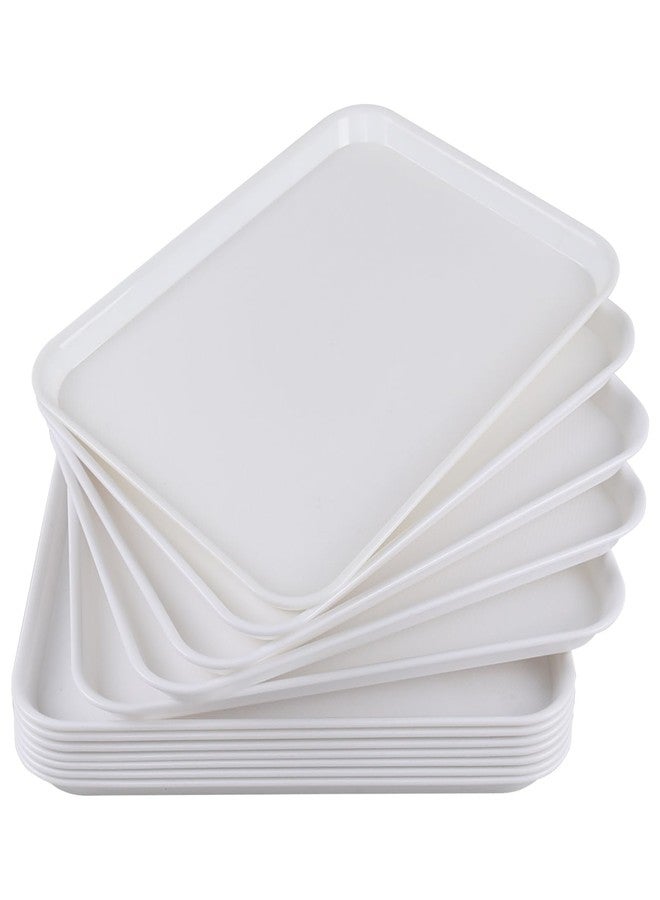 Kiddream 12 Pack Plastic Fast Food Serving Trays, White Cafeteria Food Serving Tray - Image 1