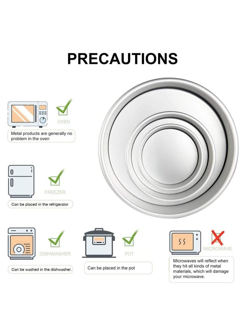 أواني كعك دائرية من الألمنيوم، 3 قطع (4، 6، 8 بوصة) أواني خبز دائرية احترافية غير لاصقة ومقاومة للتسرب مع قاعدة قابلة للإزالة لكعكة الزفاف أو عيد الميلاد - Image 4