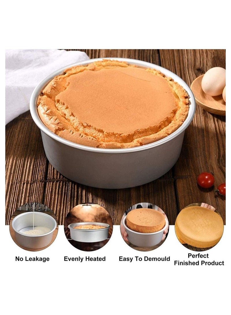 أواني كعك دائرية من الألمنيوم، 3 قطع (4، 6، 8 بوصة) أواني خبز دائرية احترافية غير لاصقة ومقاومة للتسرب مع قاعدة قابلة للإزالة لكعكة الزفاف أو عيد الميلاد - Image 2
