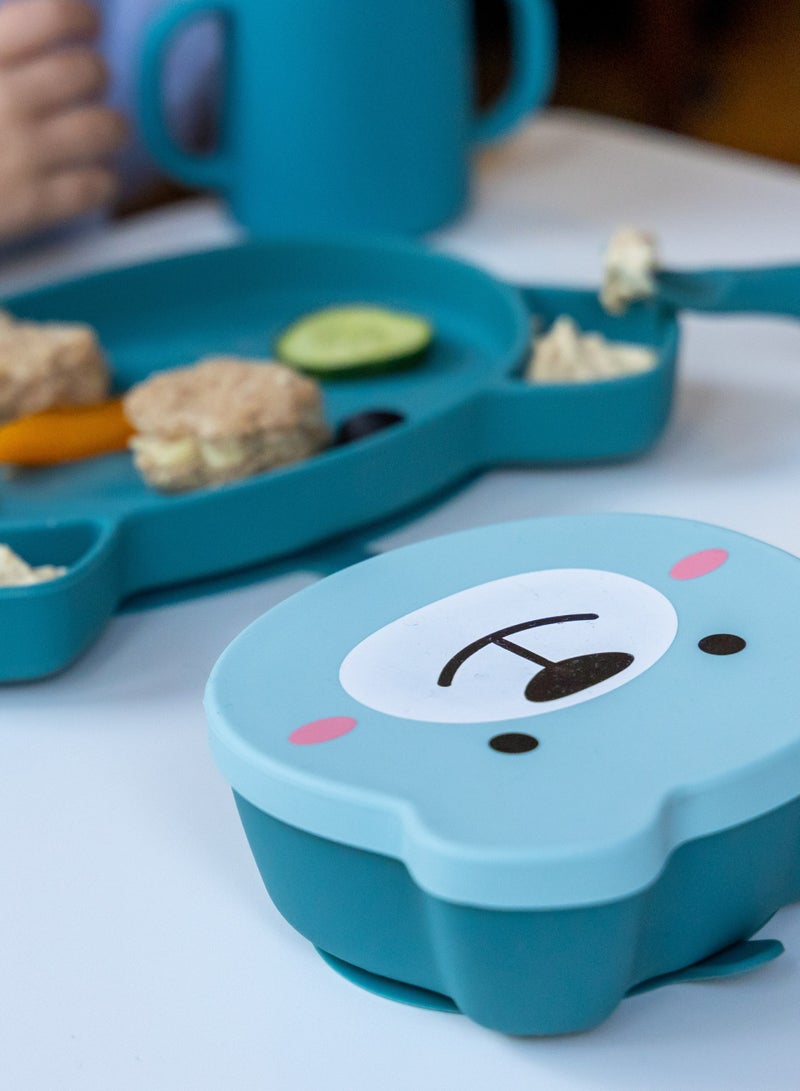 TUM TUM Baby Dinner Set for Weaning, Includes Silicone Suction Plate & Bowl, Baby Cutlery, 6 Months Plus, Dishwasher Safe, BPA Free - (Teal) - Image 5