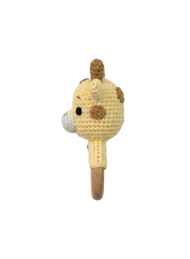 Bambimici Crochet Deer Wooden Teething Ring Rattle