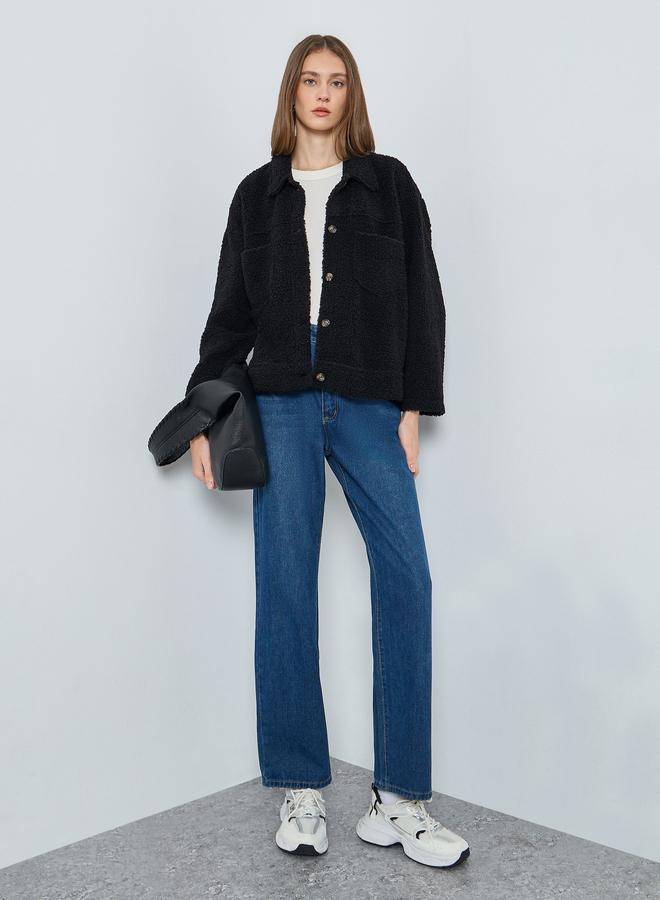 ستايلي جاكيت تيدي صوف بتفاصيل بارزة الملمس - Image 2