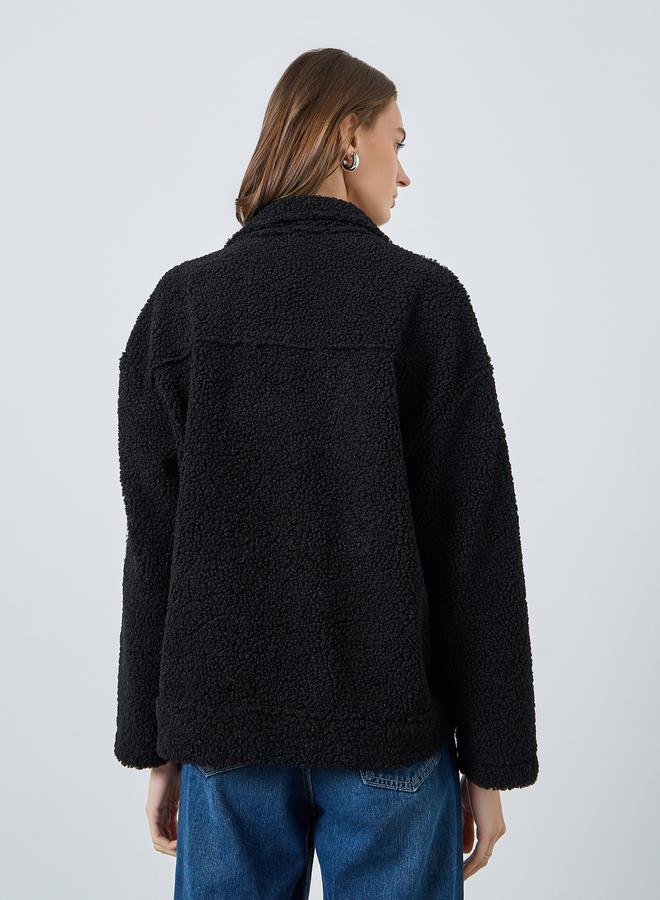 ستايلي جاكيت تيدي صوف بتفاصيل بارزة الملمس - Image 5