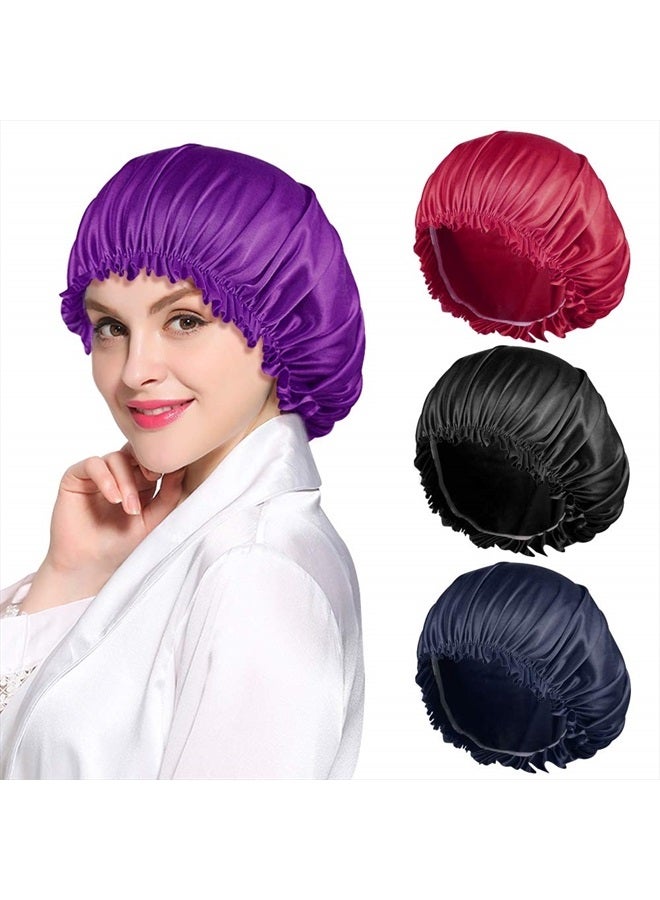 Roybens 4PCS Bonnet Satin Bonnet Silk Bonnet for Sleeping, Bonnets for Black Women Hair Bonnet for Sleeping, Silk Sleep Cap Bonnet for Curly Hair, D - Image 1