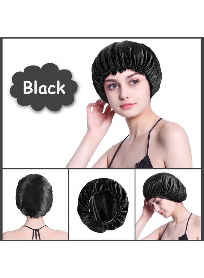 Roybens 4PCS Bonnet Satin Bonnet Silk Bonnet for Sleeping, Bonnets for Black Women Hair Bonnet for Sleeping, Silk Sleep Cap Bonnet for Curly Hair, D - Image 2