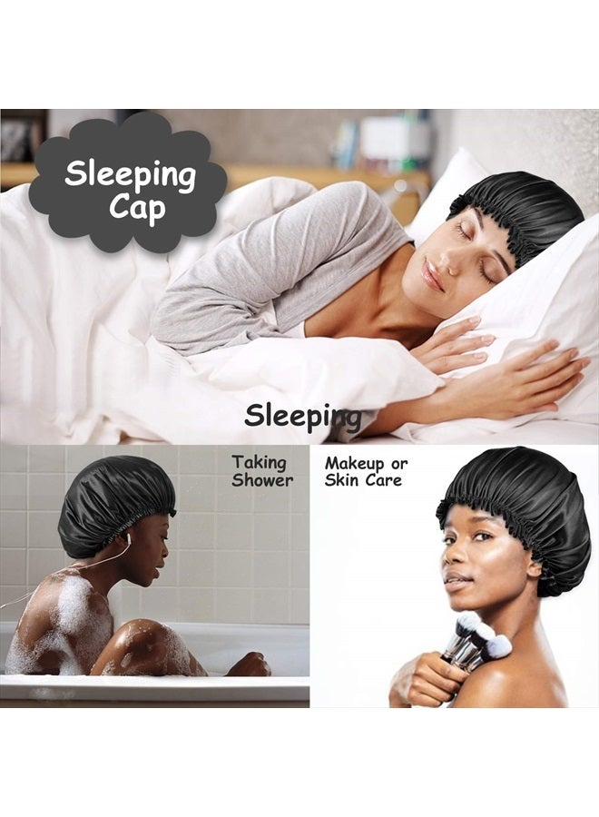 Roybens 4PCS Bonnet Satin Bonnet Silk Bonnet for Sleeping, Bonnets for Black Women Hair Bonnet for Sleeping, Silk Sleep Cap Bonnet for Curly Hair, D - Image 4