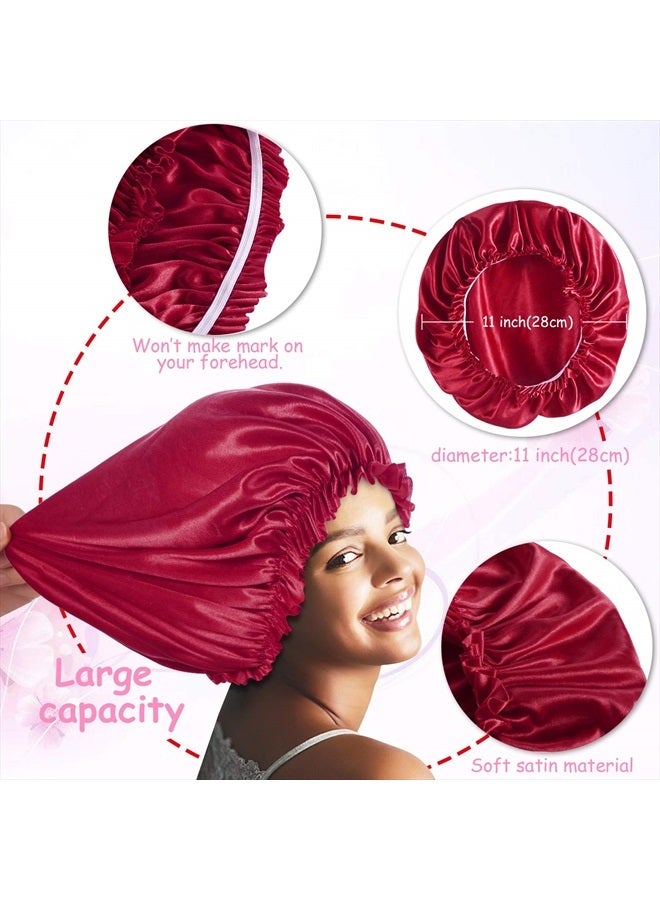 Roybens 4PCS Bonnet Satin Bonnet Silk Bonnet for Sleeping, Bonnets for Black Women Hair Bonnet for Sleeping, Silk Sleep Cap Bonnet for Curly Hair, D - Image 3