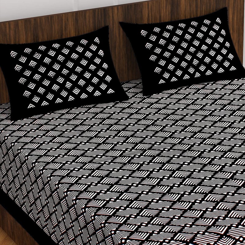 Meejoya 100 Queen Size Rajasthani Jaipuri Traditional Sanganeri Print 144 TC Cotton Double Size Bedsheet with 2 Pillow Covers Multicolor Bedsheets 160