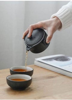 XiuWoo 1 Pot And 3 Cups Of Travel Tea Set Lid Bowl-Black  - Image 5