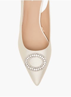 Flora Bella By Shoexpress Women Embellished Slingback Shoes with Kitten Heels and Buckle Closure  - Image 4