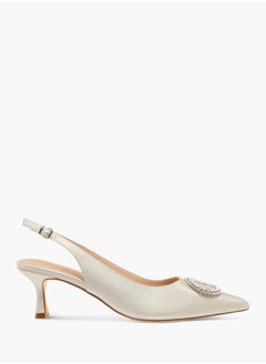 Flora Bella By Shoexpress Women Embellished Slingback Shoes with Kitten Heels and Buckle Closure  - Image 3
