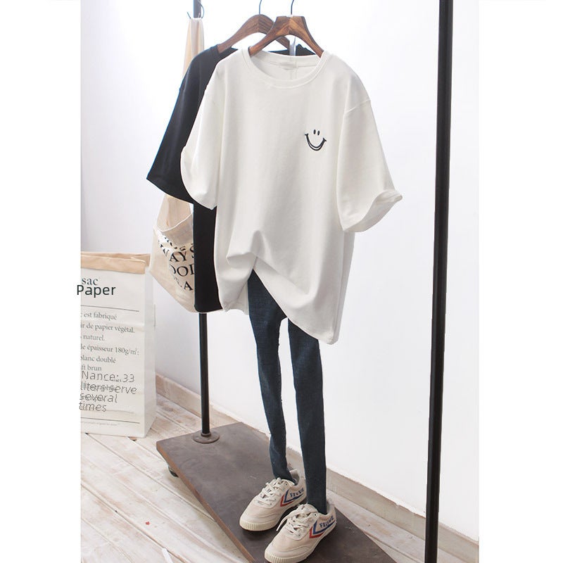 2024 Summer White Tee Korean Loose Oversized Womens T-Shirt White
