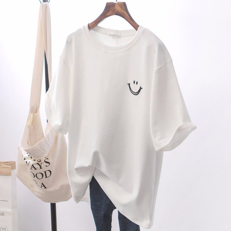 2024 Summer White Tee Korean Loose Oversized Womens T-Shirt White