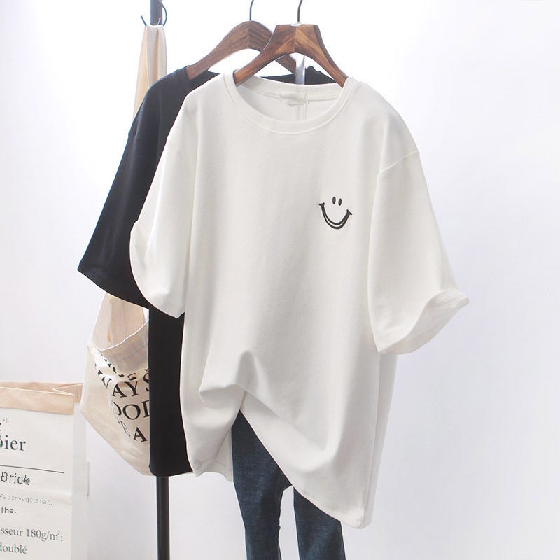 2024 Summer White Tee Korean Loose Oversized Womens T-Shirt White