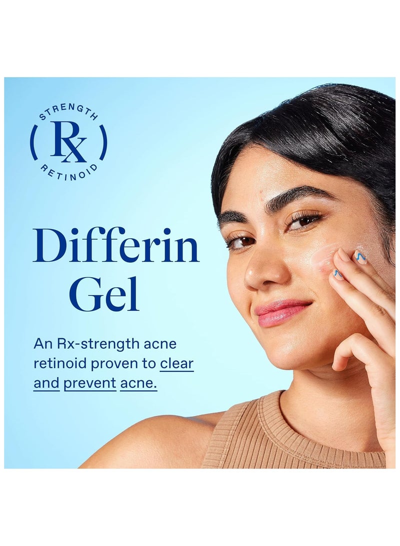 Differin Acne Treatment Gel, 90 Day Supply, Retinoid Treatment for Face with 0.1% Adapalene, Gentle Skin Care for Acne Prone Sensitive Skin, 45g Pump (Packaging May Vary)