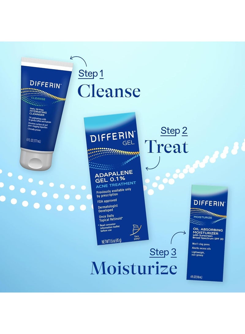 Differin Acne Treatment Gel, 90 Day Supply, Retinoid Treatment for Face with 0.1% Adapalene, Gentle Skin Care for Acne Prone Sensitive Skin, 45g Pump (Packaging May Vary)