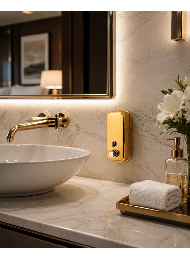 Luxury Liquid Soap Dispenser – Made of Stainless Steel (Gold, 500ml) - Image 2