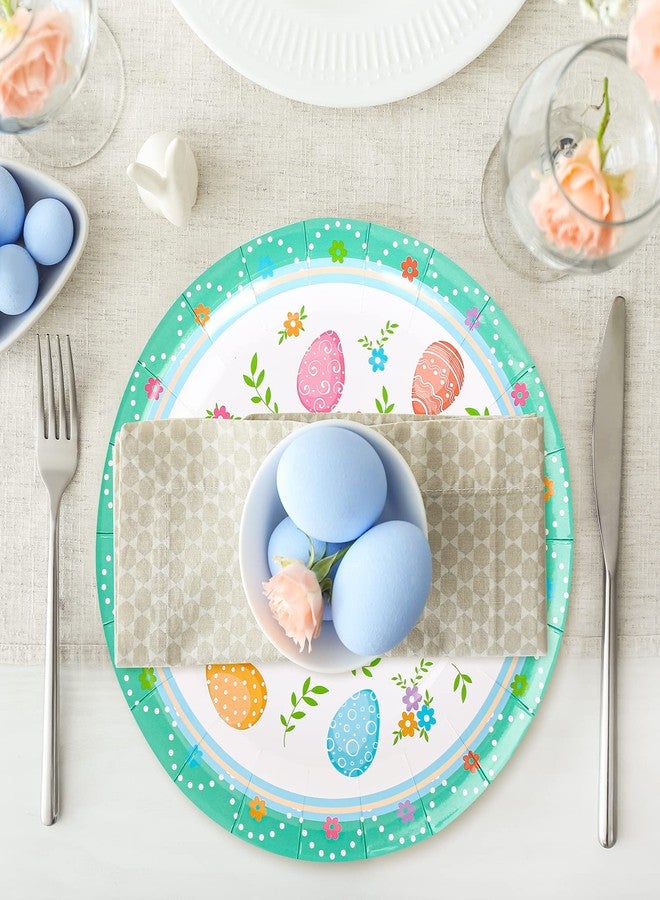 Whaline 40Pcs Happy Easter Egg Paper Plates Easter Floral Round Disposable Plates 9 Inch Colorful Easter Flower Decorative Tableware for Easter Holiday Spring Birthday Party Supplies Table Decoration - Image 4