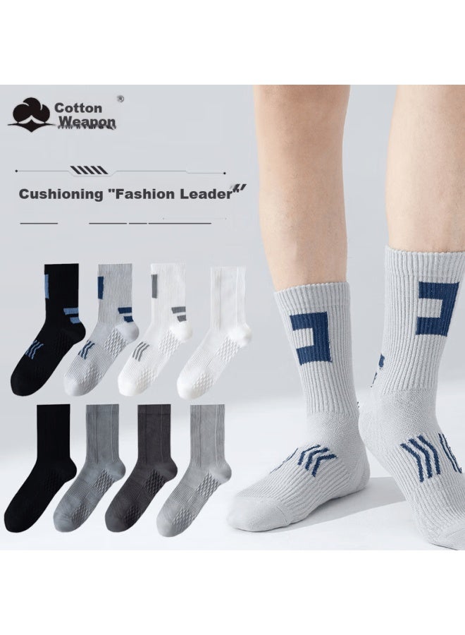 Cotton weapons Cotton Men's Mid-calf Sports Socks Youth Compression Basketball Running Socks - Image 1
