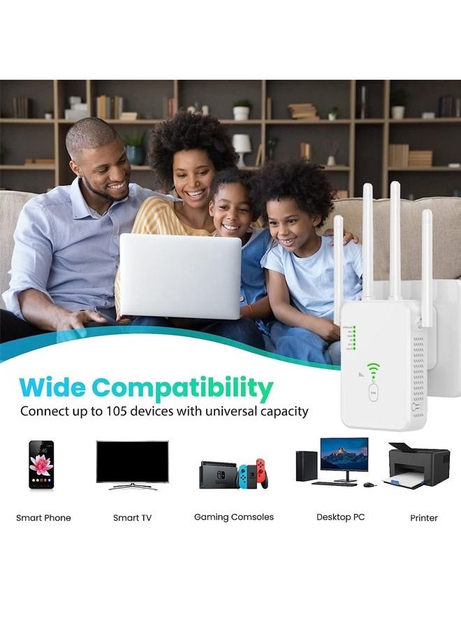LINJIE - WiFi Extender, Wireless Internet Repeater， With Up to 8000 Square Feet Of Coverage, 1.2Gbps Dual Band 2.4G/5G WiFi Range Extender WiFi Booster And Signal Amplifier - Image 1