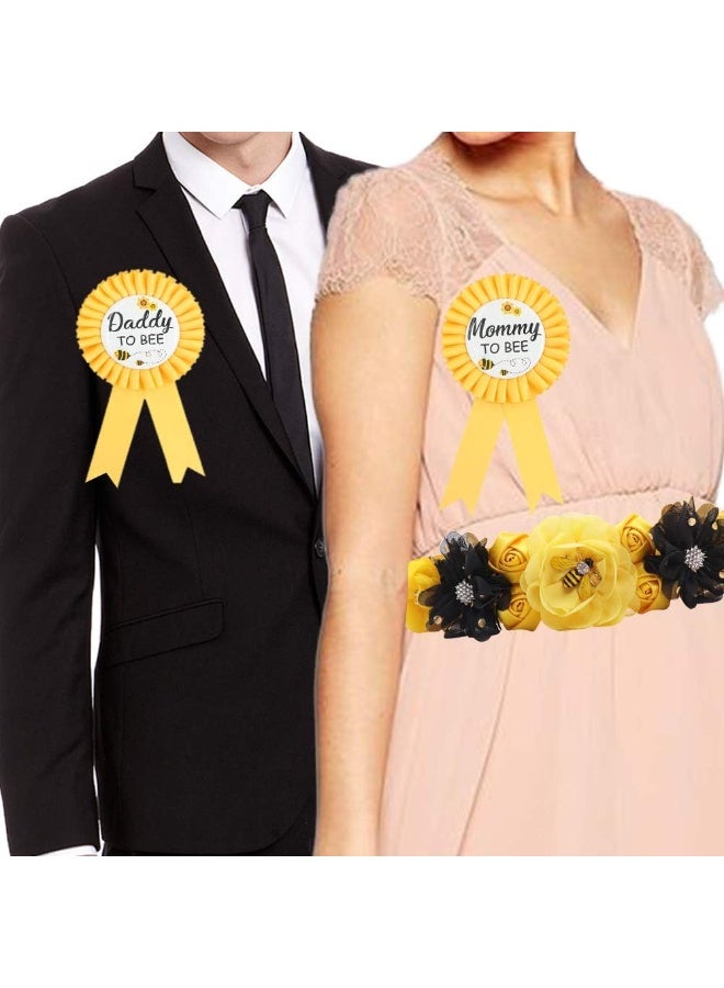 TTCOROCK Yellow Maternity Sash & Mommy Daddy Corsage Set - Image 2