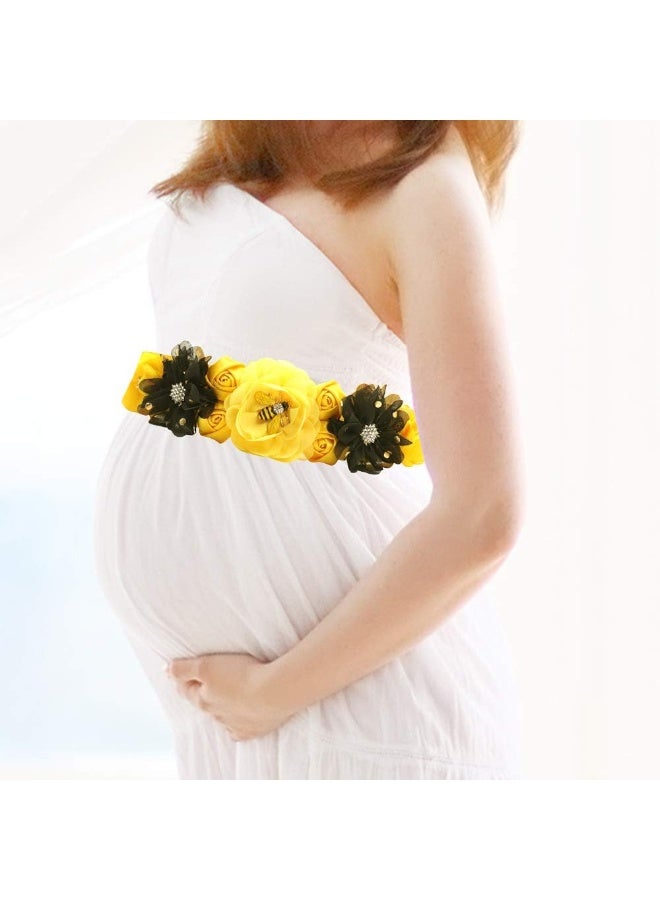 TTCOROCK Yellow Maternity Sash & Mommy Daddy Corsage Set - Image 4