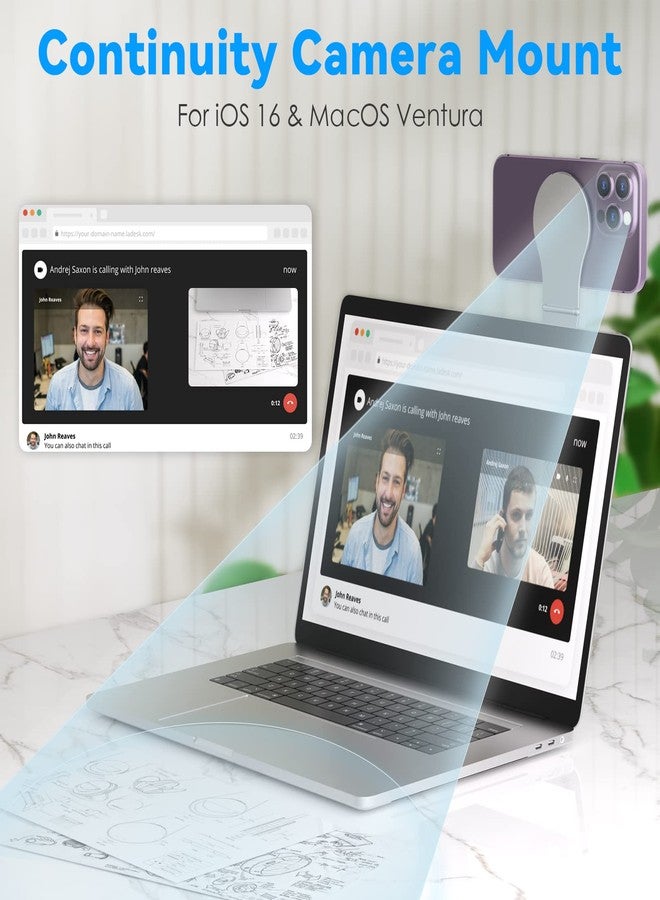 CloudValley Magnetic Phone Holder for Laptop & Car, Adjustable Tripod Mount Adapter Designed for Magsafe iPhone [1/4" Screw/Metal Ring], Modular Work from Home Kit - Gray - Image 2