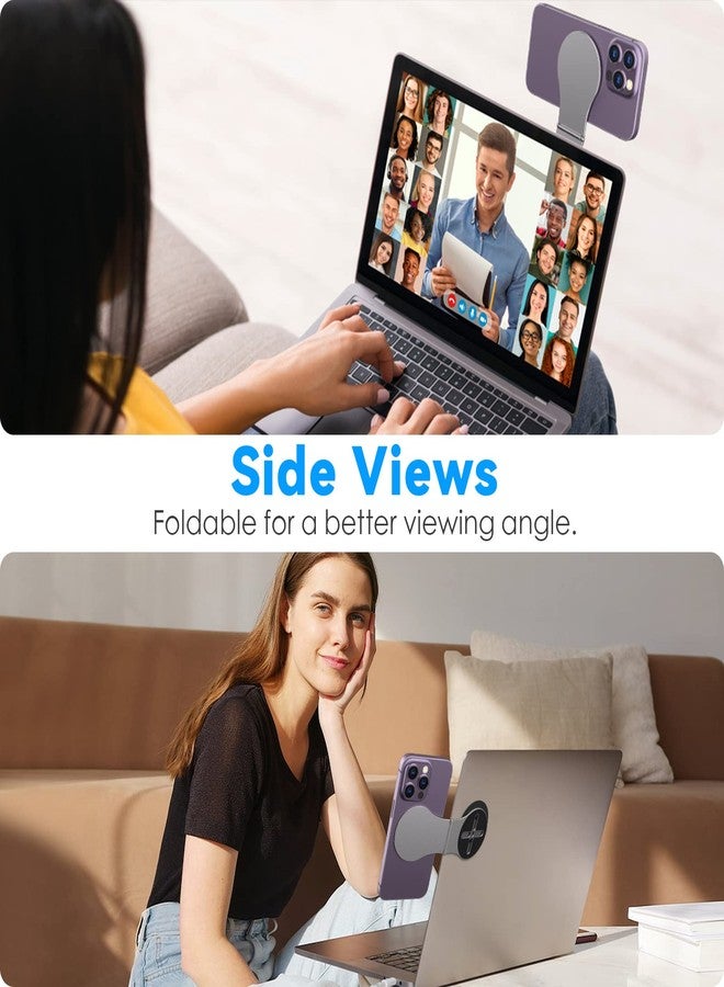 CloudValley Magnetic Phone Holder for Laptop & Car, Adjustable Tripod Mount Adapter Designed for Magsafe iPhone [1/4" Screw/Metal Ring], Modular Work from Home Kit - Gray - Image 3