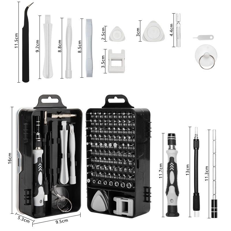 Zaptec 115 in 1 Precision Screwdriver Set Magnetic Tool Kit With Case for Repair iPhone Toys Mobile Computer Laptop Game Console Tablet Electronics Grey - Image 2