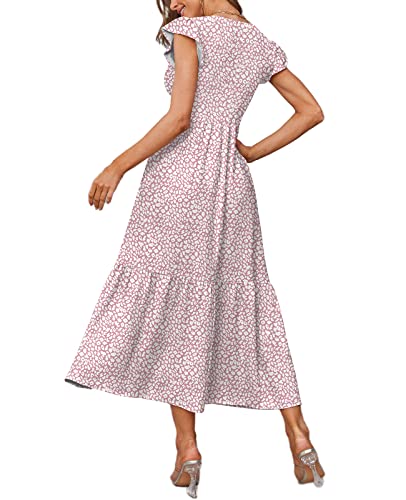 OFEEFAN Maxi Dress Casual Summer Outfits Bridal Shower Dress Wedding Guest Pink L - Image 4