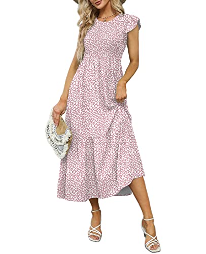OFEEFAN Maxi Dress Casual Summer Outfits Bridal Shower Dress Wedding Guest Pink L - Image 5