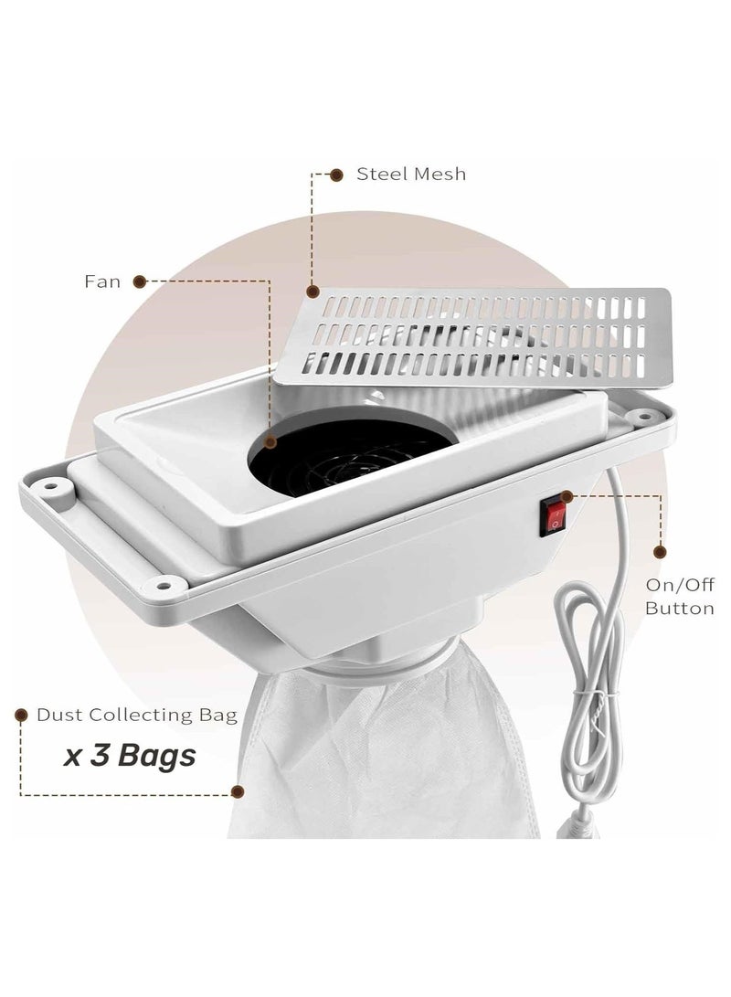 Generic Foldable Manicure Table with Nail Dust Collector, Rolling Nail Desk, Manicure Handrest, Four Lockable Wheels with Black Bag (WHITE)  - Image 3