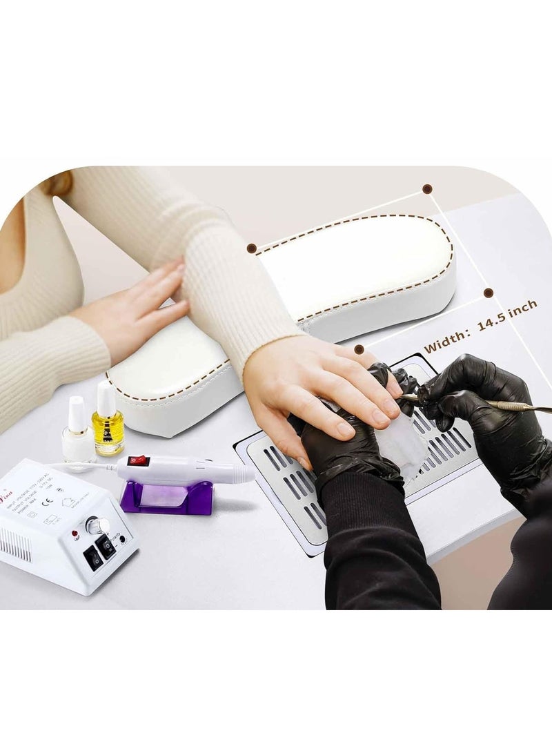 Generic Foldable Manicure Table with Nail Dust Collector, Rolling Nail Desk, Manicure Handrest, Four Lockable Wheels with Black Bag (WHITE)  - Image 4