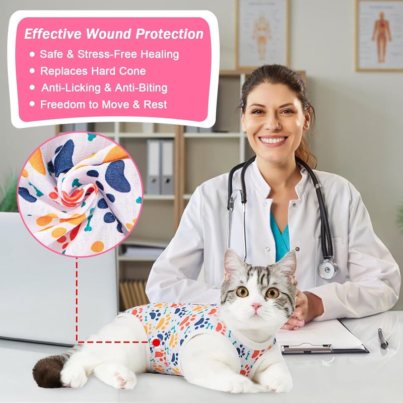 Coppthinktu Cat Recovery Suit Female Cats Onesie for Cats, Breathable Cat Surgery Suit for Surgical Abdominal Wounds Skin Diseases, Cute Kitten Spay Recovery Suit E-Collar Alternative Anti Licking - Image 2