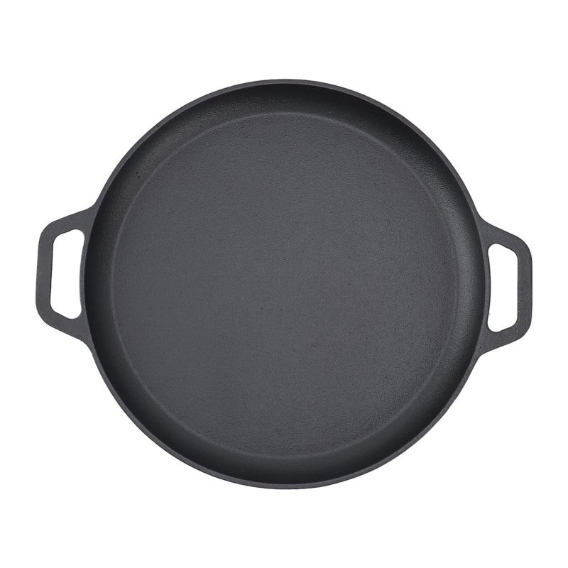 Cast Iron Skillet 30cm Uncoated Durable Design - Uniform Heating Flat Bottom Pan for Home Kitchen Breakfast Cooking - Image 1