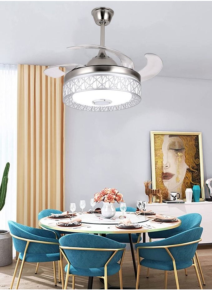 MODI - 42 inch Bluetooth Audio Fan Light, Simple Fan Light With Remote Control (Silver ) - Image 1