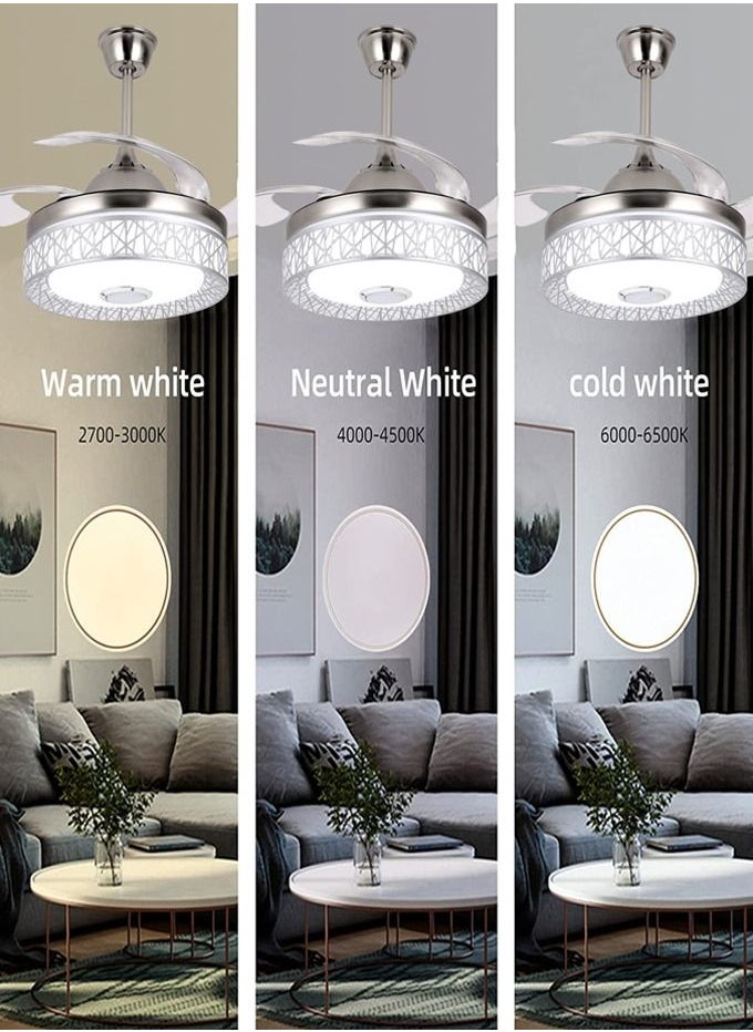 MODI - 42 inch Bluetooth Audio Fan Light, Simple Fan Light With Remote Control (Silver ) - Image 1