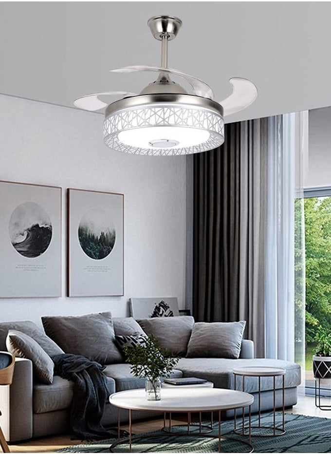 MODI - 42 inch Bluetooth Audio Fan Light, Simple Fan Light With Remote Control (Silver ) - Image 1