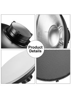 Soonpho 16 inch/42cm Standard Reflector Beauty Dish with Honeycomb Grid, Diffuser Sock and Bag,for Bowens Mount Studio Strobe Flash Light Like Neewer VC-400HS VE-300 Godox AD200 AD180 AD360(Silver)