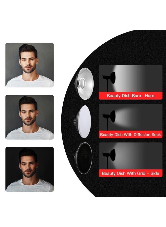 Soonpho 16in/42cm Standard Reflector Beauty Dish with Honeycomb Grid,White Diffuser Sock and Bag,for Bowens Mount Studio Strobe Flash Light Like Neewer VC-400HS VE-300 Godox AD200 AD180 AD360 AD360II - Image 3