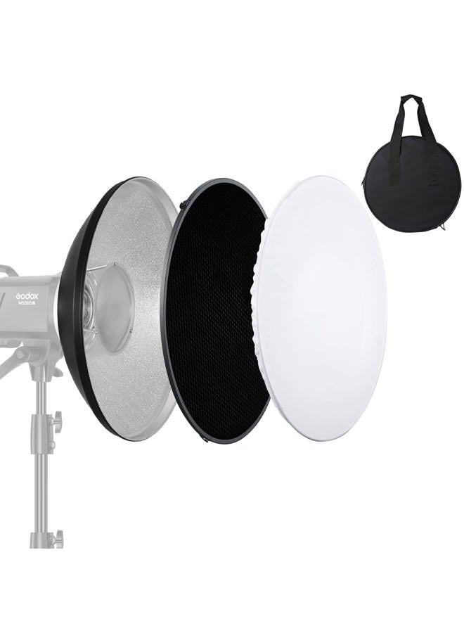 Soonpho 16in/42cm Standard Reflector Beauty Dish with Honeycomb Grid,White Diffuser Sock and Bag,for Bowens Mount Studio Strobe Flash Light Like Neewer VC-400HS VE-300 Godox AD200 AD180 AD360 AD360II - Image 1