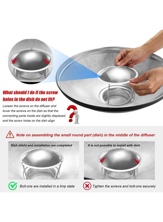 Soonpho 16in/42cm Standard Reflector Beauty Dish with Honeycomb Grid,White Diffuser Sock and Bag,for Bowens Mount Studio Strobe Flash Light Like Neewer VC-400HS VE-300 Godox AD200 AD180 AD360 AD360II - Image 2