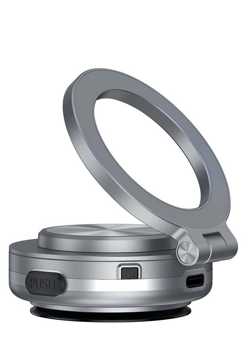 ELTRAZONE Magnetic Vacuum Suction Car Phone Holder Mount C1 - 360° Rotating for All Smooth Surfaces (Silver) - Image 1