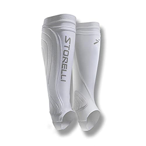 Storelli BodyShield Leg Guards, Premium Compression Shin Guard Sleeves for Soccer Players, Impact Protection, UV-Resistant, Sweat-Wicking, Unisex, 1 Pair, White, Youth Large - Image 1