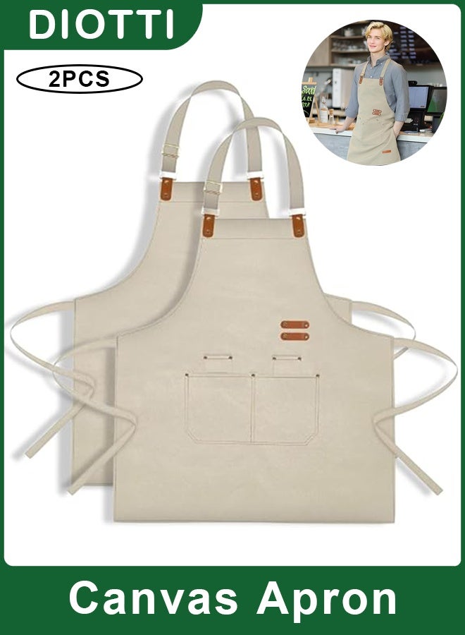 ديوتي مريلة قماشية مقاومة للماء وقابلة للتعديل مع جيوب للرجال والنساء، متينة ومقاومة للزيت، مناسبة للطهي والخبز والشواء وأعمال المطبخ. - Image 1