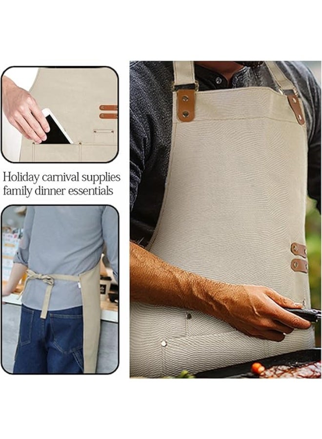 ديوتي مريلة قماشية مقاومة للماء وقابلة للتعديل مع جيوب للرجال والنساء، متينة ومقاومة للزيت، مناسبة للطهي والخبز والشواء وأعمال المطبخ. - Image 5