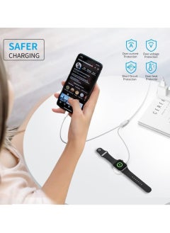 FLOWING Type C 2-in-1 Fast Charging for iPhone&Watch(1.8m)White，Premium Charger Cable，Smart Watch Magnetic Cable For Watch Series 9 8 7 6 5 4 3 2 1 SE1 SE2 & iPhone 14/13/12/11  - Image 2